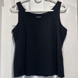 EILEEN FISHER Tank Top S Viscose Stretch Jersey Scoop Neck Shell Black